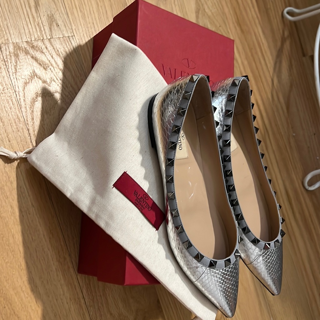 Valentino Silver Ballerina Slippers